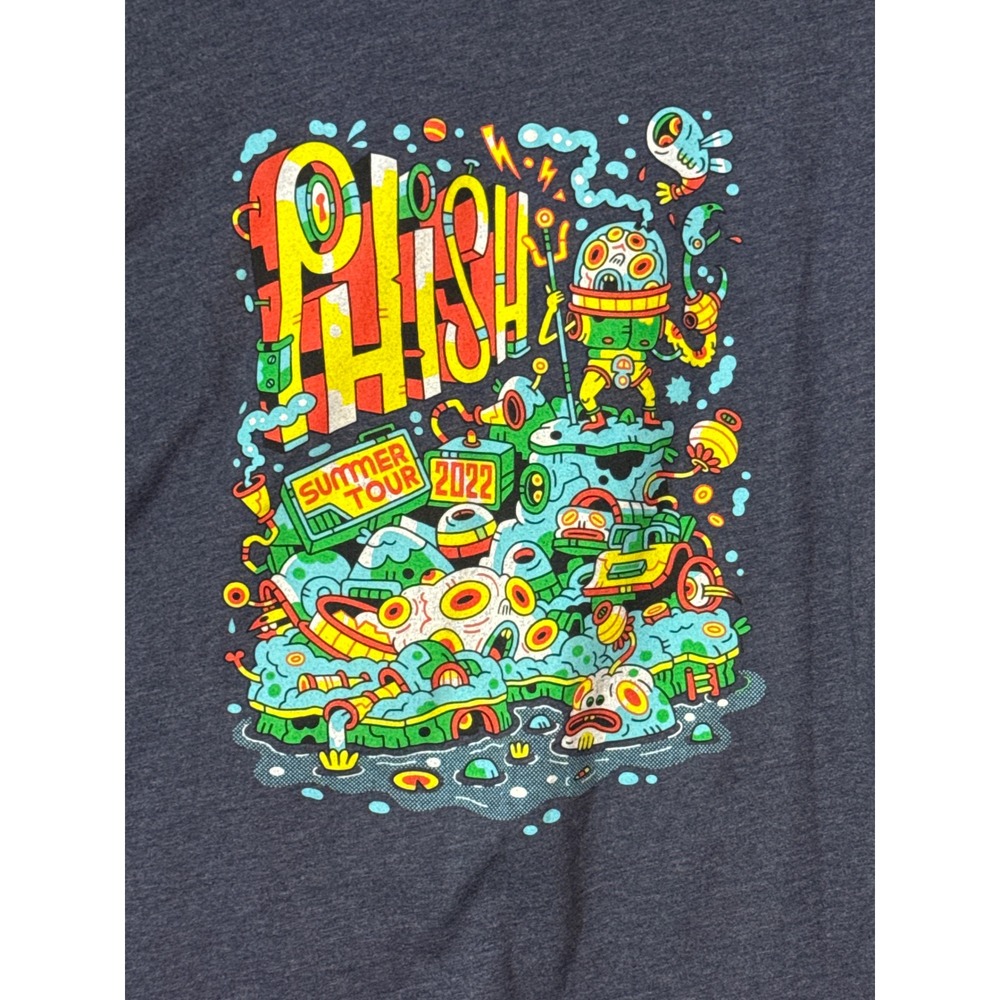 Phish Summer Tour 2022 T-Shirt Mens Large Navy Blue Heather Graphic Tee New